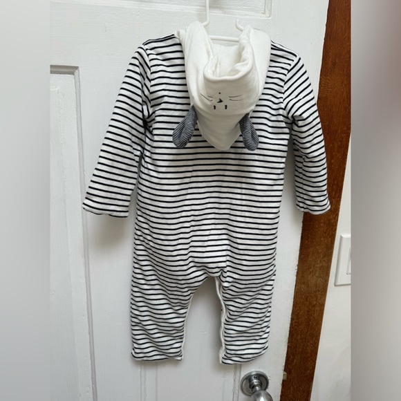 Petit Bateau Striped Cotton Jumpsuit with Ears 18m - Picture 4 of 5